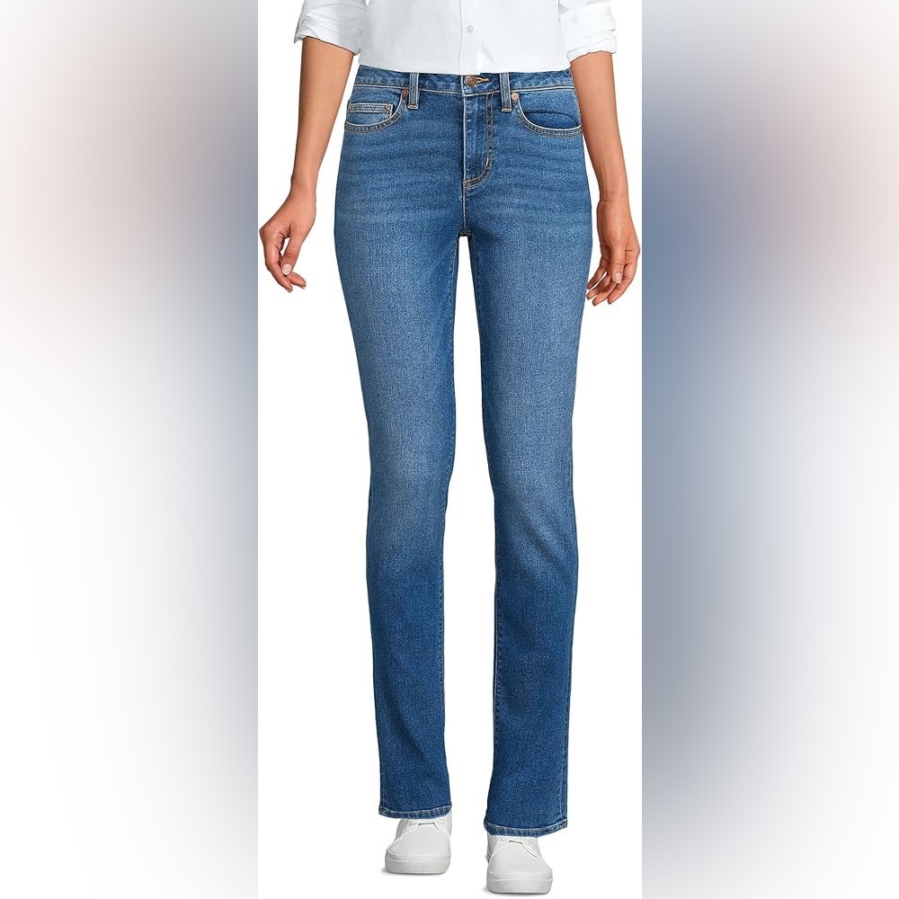 Land’s End High Rise Strap Jeans Size 8